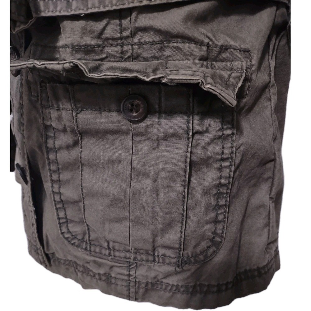 H&M L.O.G.G.  Jacket Women's Size 8 Military Army Green Denim Button Up  Pockets - Picture 2 of 16